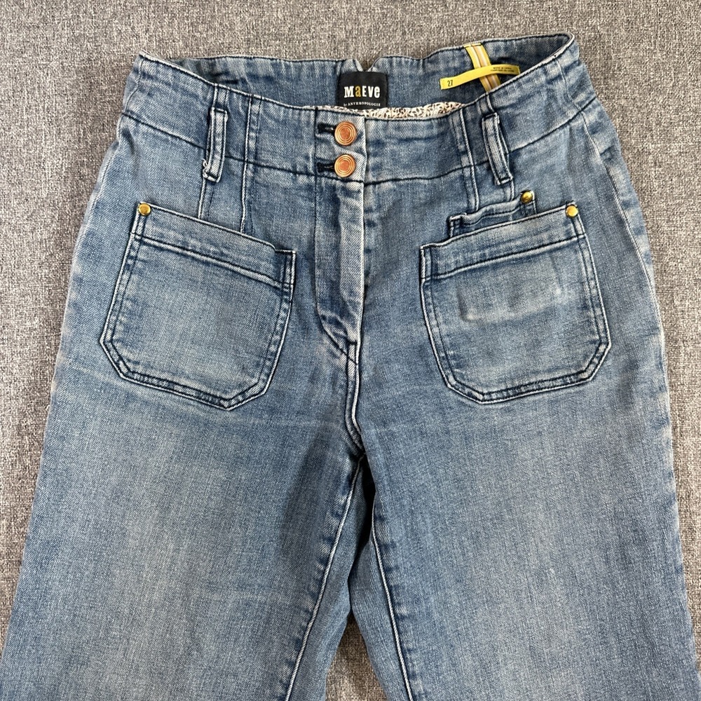 Maeve Anthropologie Wide Leg Jeans Women's Size 27 High Rise Blue Denim Pants